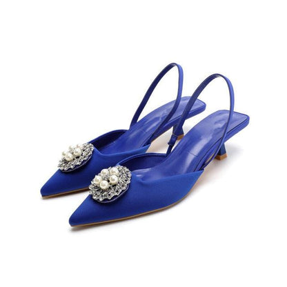 Luxury Black Straps Black Shoes For Women Shallow Summer Heels Beige Elastic Band Low Pointed Closed Flat Rhinestone Slip-on Shoes Flats Outdoor Walking Slippers