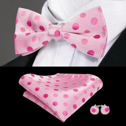 Luxury Butterfly Beige Silk Bow Ties For Men Gentlemens Cufflinks Set Elegant Design Wedding Party Bowties For Tuxedo Excellent Gift For Prom