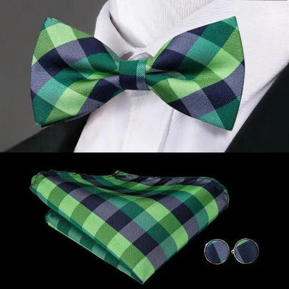 Luxury Butterfly Beige Silk Bow Ties For Men Gentlemens Cufflinks Set Elegant Design Wedding Party Bowties For Tuxedo Excellent Gift For Prom
