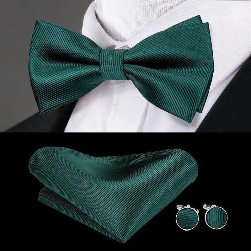 Luxury Butterfly Beige Silk Bow Ties For Men Gentlemens Cufflinks Set Elegant Design Wedding Party Bowties For Tuxedo Excellent Gift For Prom