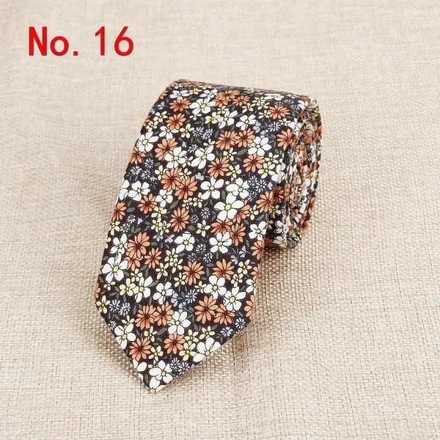 Luxury Flower Handmade Cotton Ties For Men Classic Colorful Printed Floral Designs Necktie For Wedding