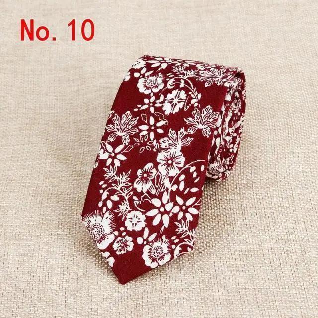 Luxury Flower Handmade Cotton Ties For Men Classic Colorful Printed Floral Designs Necktie For Wedding