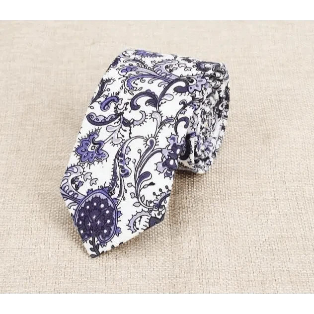 Luxury Flower Handmade Cotton Ties For Men Classic Colorful Printed Floral Designs Necktie For Wedding
