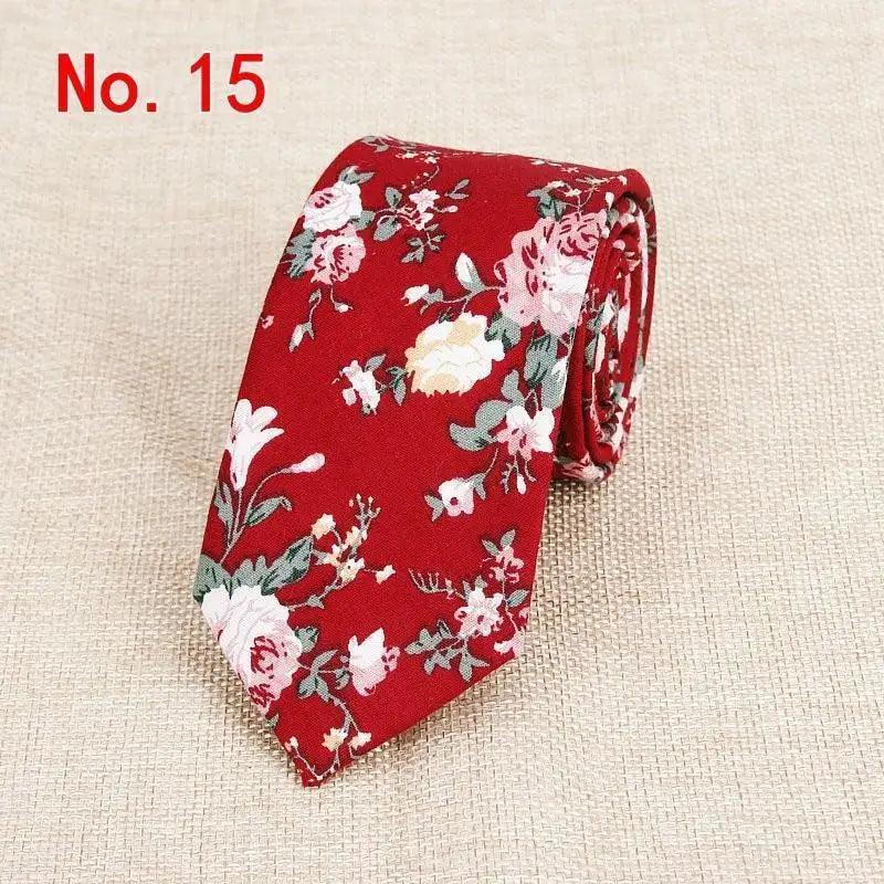Luxury Flower Handmade Cotton Ties For Men Classic Colorful Printed Floral Designs Necktie For Wedding