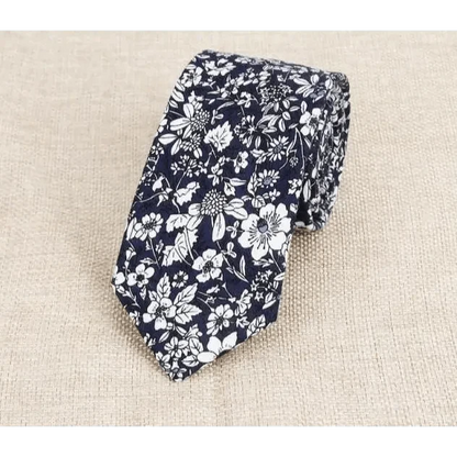 Luxury Flower Handmade Cotton Ties For Men Classic Colorful Printed Floral Designs Necktie For Wedding