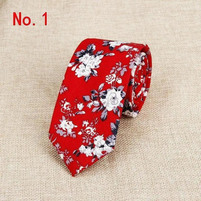 Luxury Flower Handmade Cotton Ties For Men Classic Colorful Printed Floral Designs Necktie For Wedding