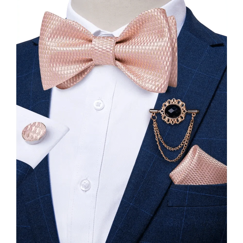 Luxury Pink Solid Men Bow Tie Silk Business Wedding Elegant Bowtie For Men Unique Desing For Every Occasion