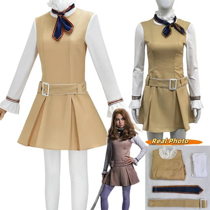 M3GAN 2.0 Cosplay Dress – Brown Uniform Set for Women &amp; Girls
