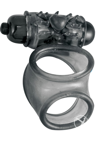 Macho Vibrating Cock Sling Black Silicone