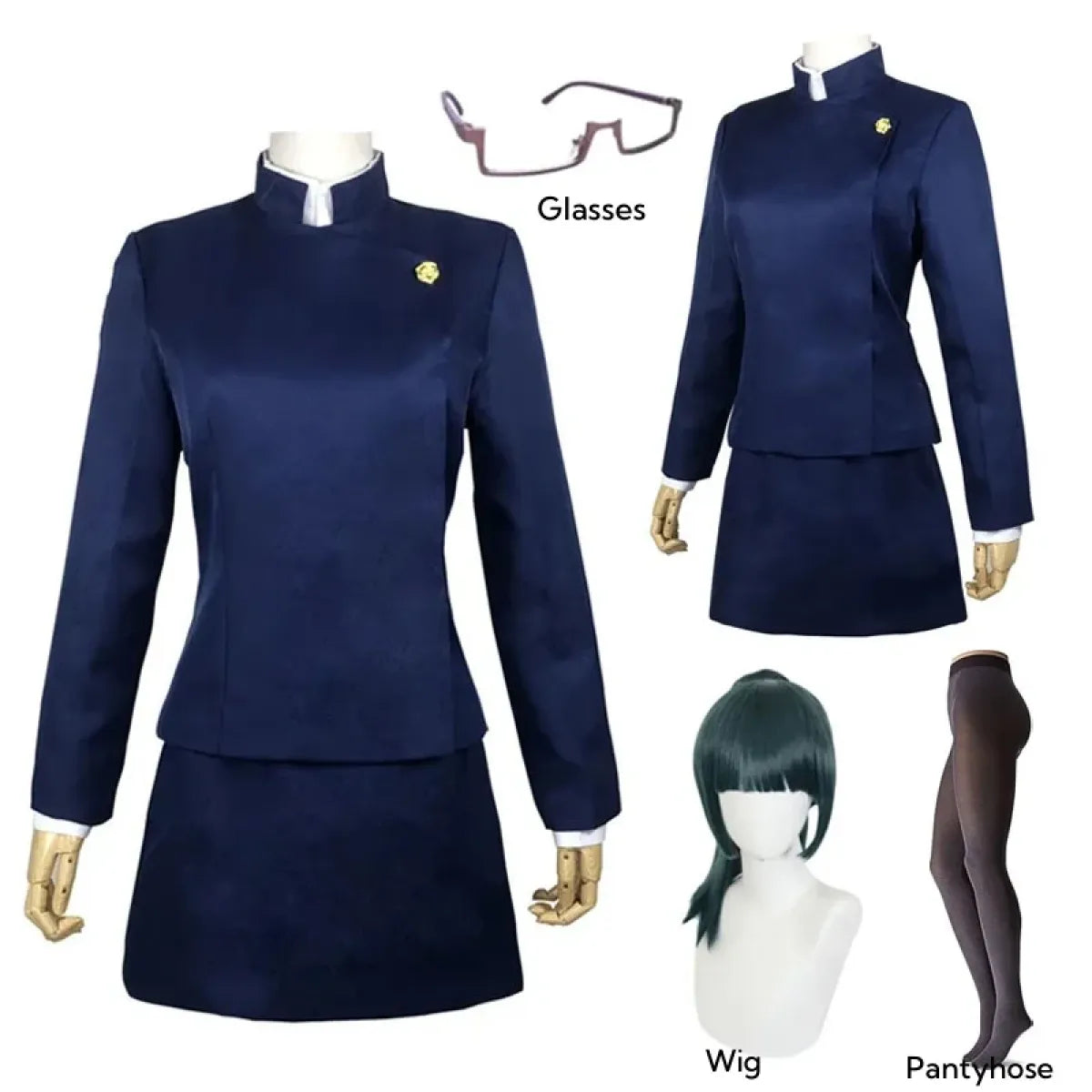 Jujutsu Kaisen Maki Zenin Cosplay Costume with Glasses and Wig