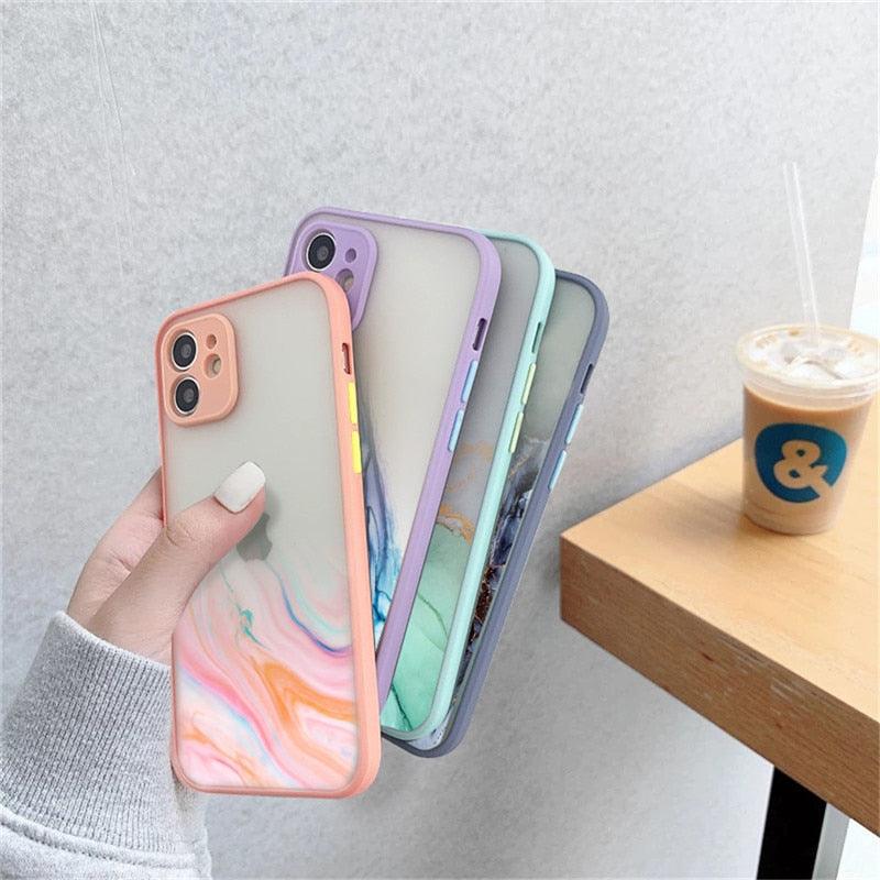 Marble Pattern Aesthetic Silicone Ultra Thin Scratch-Resistant Shockproof Mobile Phone Case For iPhone 11 Case Stylish Soft Camera Protective Cover For iPhone 12 Pro Max Mini XR XS Max X 7 8 Plus Case