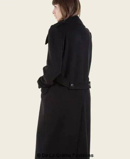 MARQUETTA - Womens Double Breasted Wool &amp; Cashmere Blend Long Coat