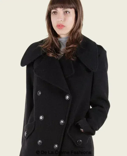 MARQUETTA - Womens Double Breasted Wool &amp; Cashmere Blend Long Coat