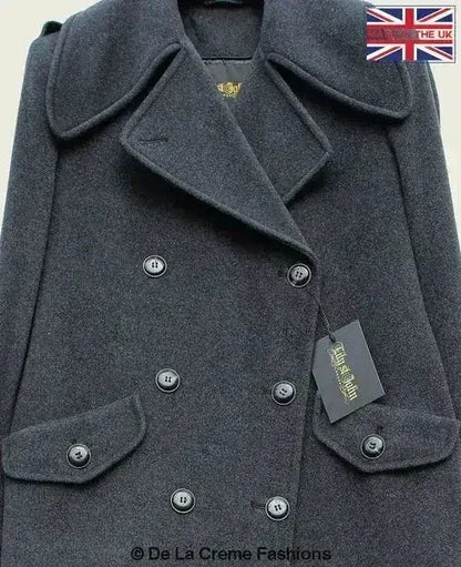 MARQUETTA - Womens Double Breasted Wool &amp; Cashmere Blend Long Coat