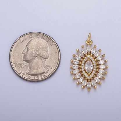 Marquise Micro Paved Cubic Zirconia Gold Oval Charm For Jewelry Making | C-880