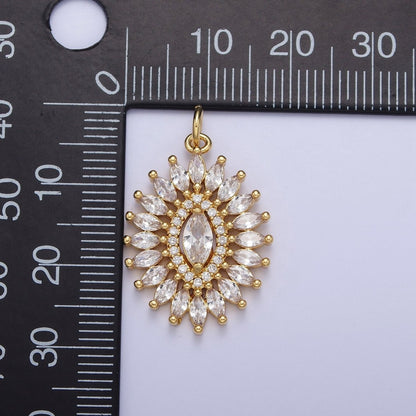 Marquise Micro Paved Cubic Zirconia Gold Oval Charm For Jewelry Making | C-880