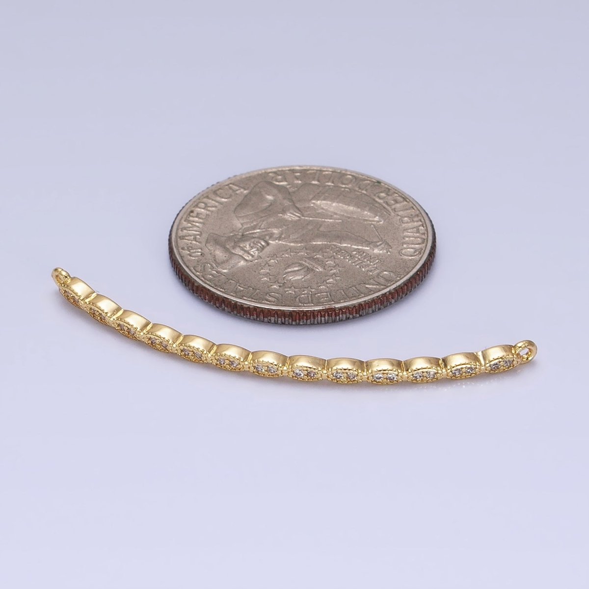 Marquise-Shaped Lined Micro Paved Clear CZ Link Connector in Gold &amp; Silver | Y-853