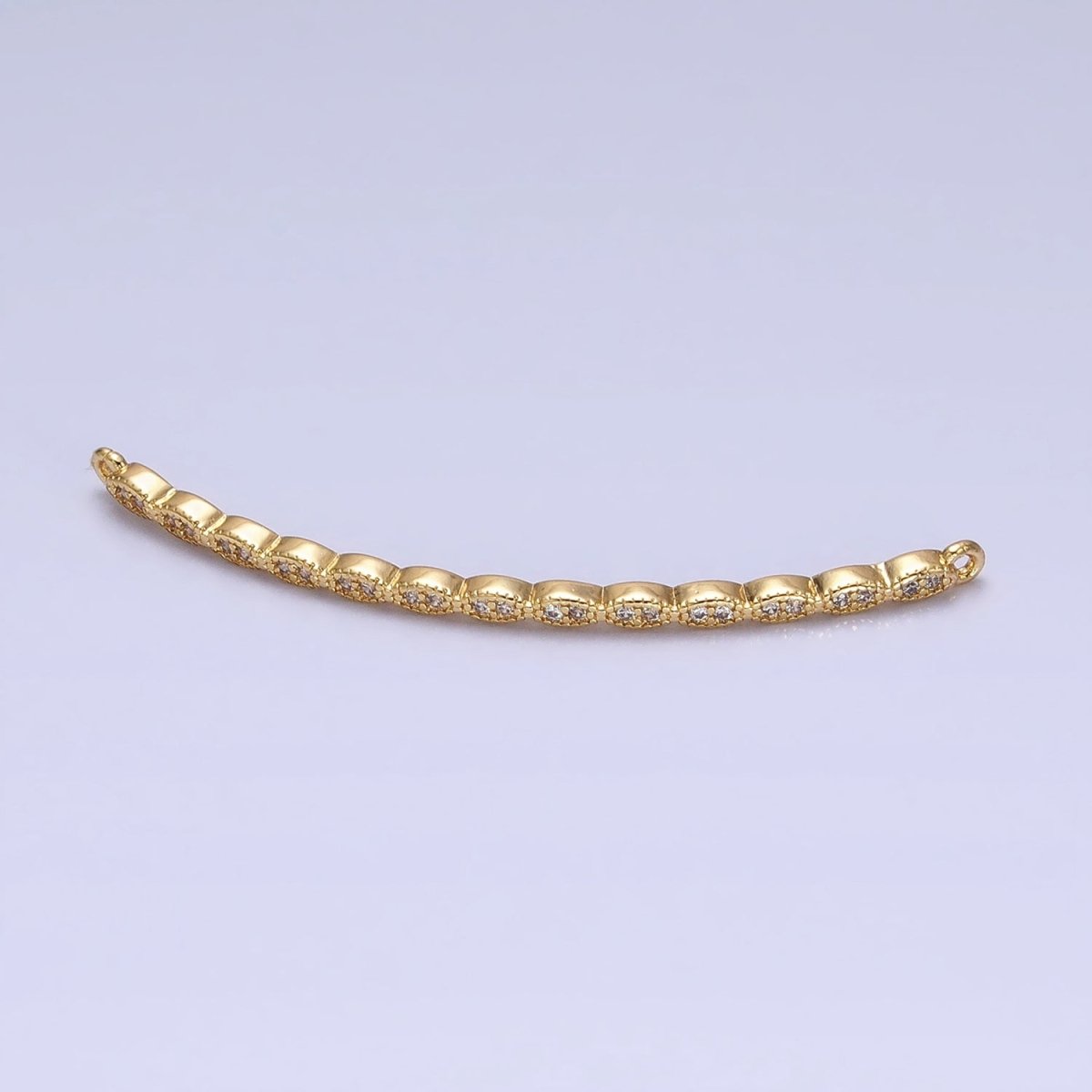 Marquise-Shaped Lined Micro Paved Clear CZ Link Connector in Gold &amp; Silver | Y-853