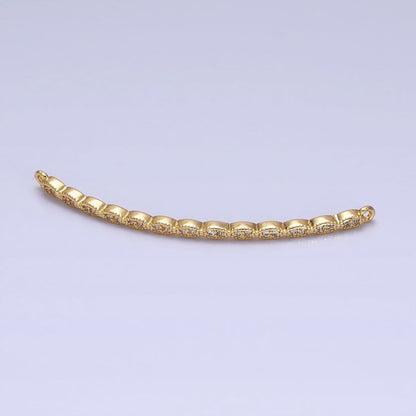 Marquise-Shaped Lined Micro Paved Clear CZ Link Connector in Gold &amp; Silver | Y-853