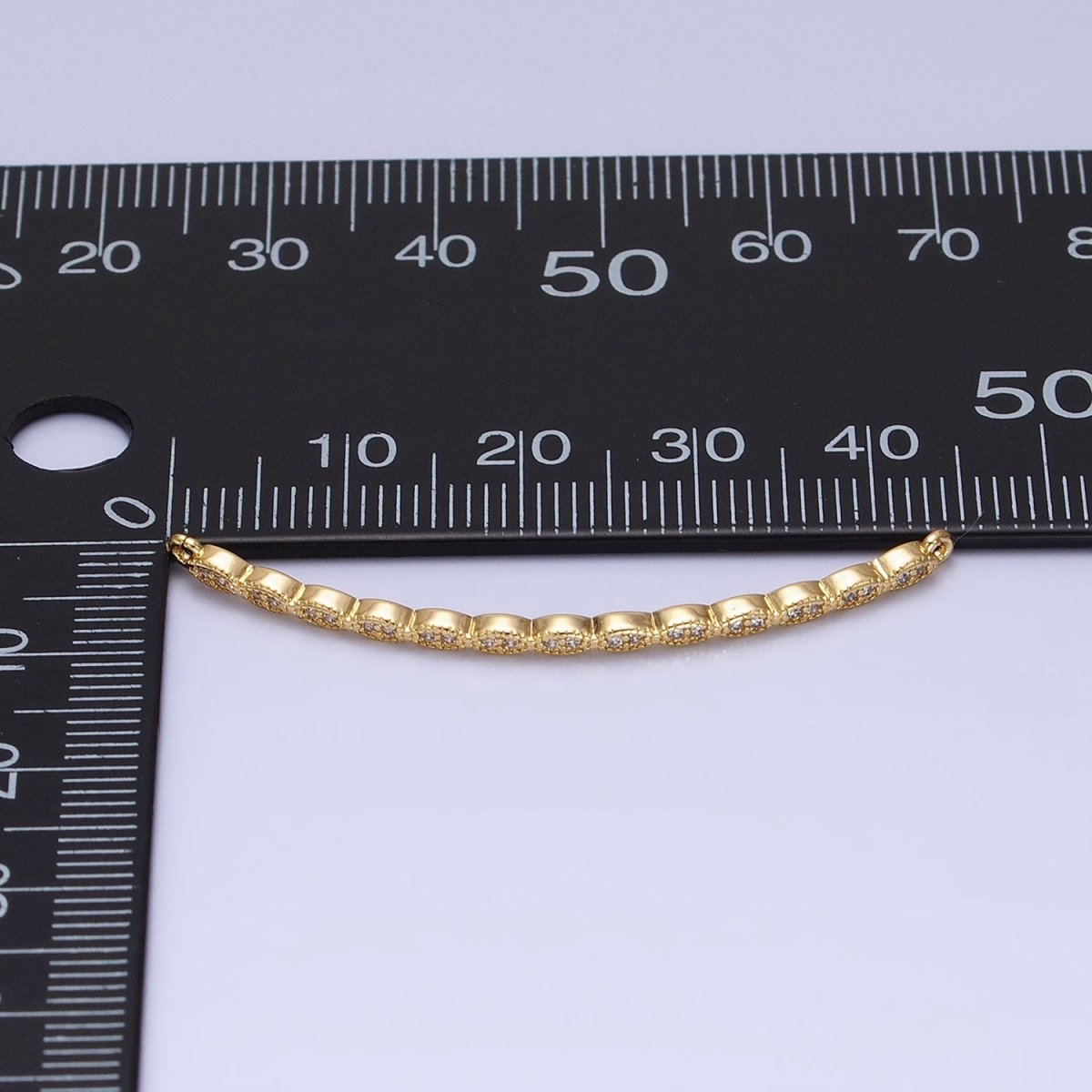Marquise-Shaped Lined Micro Paved Clear CZ Link Connector in Gold &amp; Silver | Y-853
