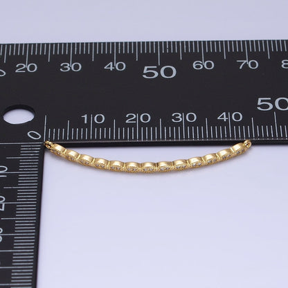 Marquise-Shaped Lined Micro Paved Clear CZ Link Connector in Gold &amp; Silver | Y-853