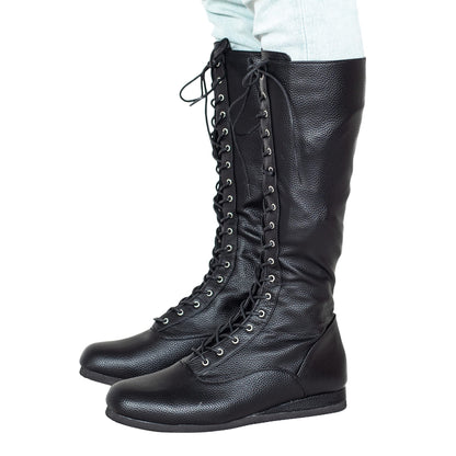 Matte Black Wrestling Boots Halloween Costume Cosplay