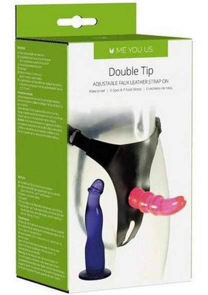 Me You Us Double Tip Adjustable Faux Leather Strap-On with Two Dildos