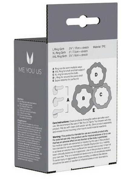 Me You Us Easy Squeeze 3 Piece Cock Ring Set