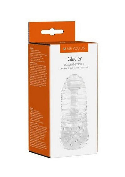 Glacier Dual End Stroker Clear Masturbator with Multi-Textured Sides