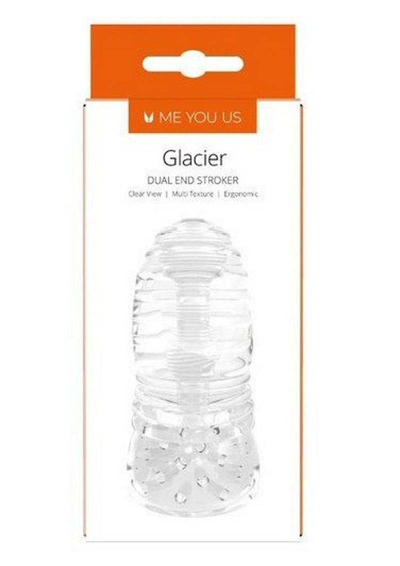 Glacier Dual End Stroker Clear Masturbator with Multi-Textured Sides