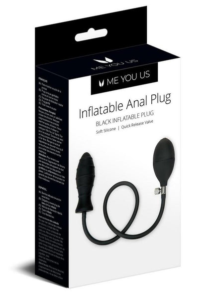 Me You Us Black Inflatable Anal Plug Soft Silicone Quick Release Valve