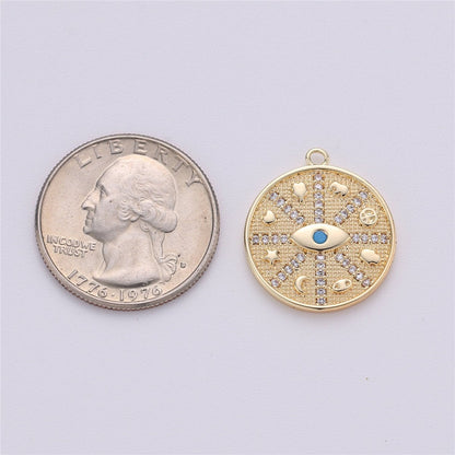 Medallion Charm,Hamsa Hand medallion,Evil eye medallion, Elephant medallion, Heart Good luck necklace Star Luck Pendant C-476