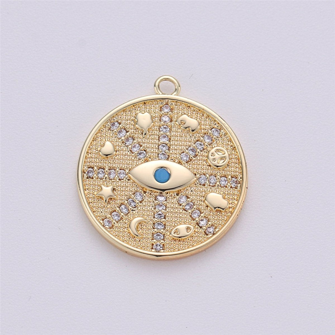 Medallion Charm,Hamsa Hand medallion,Evil eye medallion, Elephant medallion, Heart Good luck necklace Star Luck Pendant C-476
