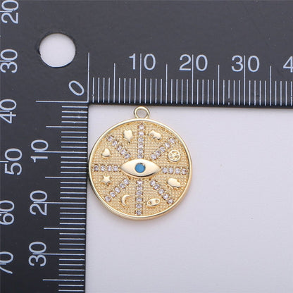 Medallion Charm,Hamsa Hand medallion,Evil eye medallion, Elephant medallion, Heart Good luck necklace Star Luck Pendant C-476