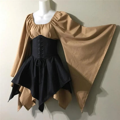 Medieval Renaissance Dress – Full Sleeve Costume with Corset