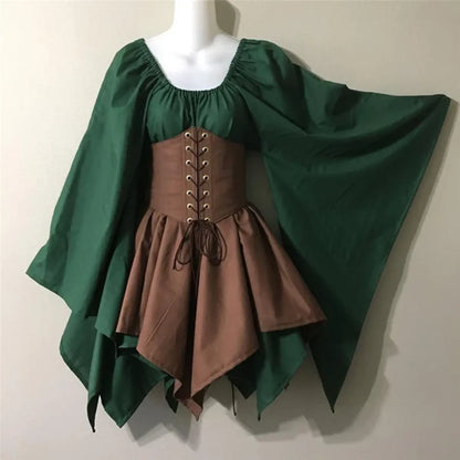 Medieval Renaissance Dress – Full Sleeve Costume with Corset