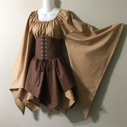 Medieval Renaissance Dress – Full Sleeve Costume with Corset