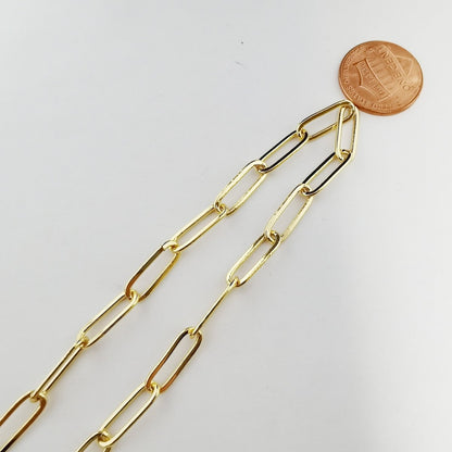 Medium Paperclip Rectangle Cable Chains By Yard in 14K Gold Filled Chain Choker, Bracelet, Necklace Chain supplies | ROLL-206