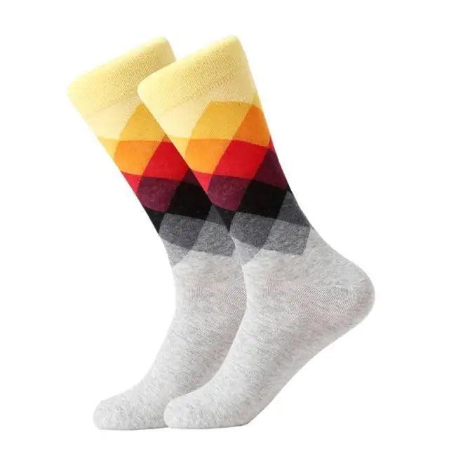 Men Cotton Socks Gradient Color Summer Style Long Wedding Sock Men  Knee High Business Socks Man Socks Men&