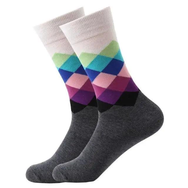 Men Cotton Socks Gradient Color Summer Style Long Wedding Sock Men  Knee High Business Socks Man Socks Men&