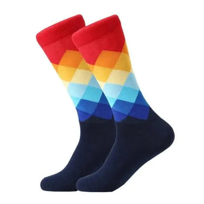 Men Cotton Socks Gradient Color Summer Style Long Wedding Sock Men  Knee High Business Socks Man Socks Men&