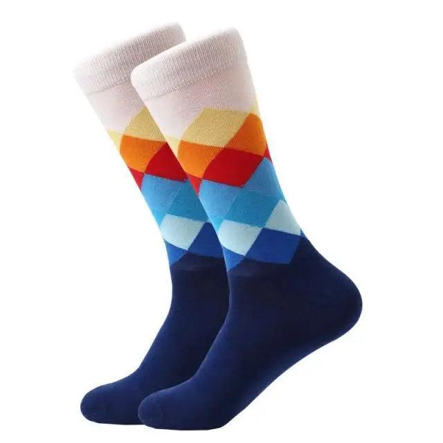 Men Cotton Socks Gradient Color Summer Style Long Wedding Sock Men  Knee High Business Socks Man Socks Men&