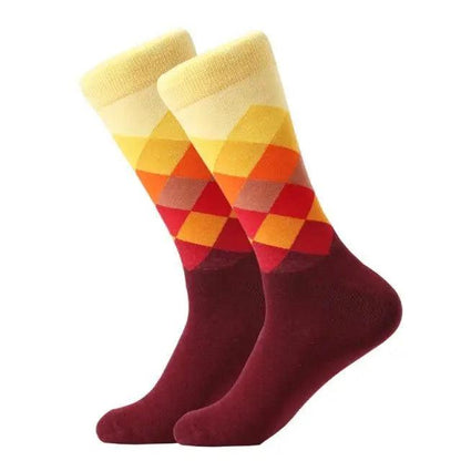 Men Cotton Socks Gradient Color Summer Style Long Wedding Sock Men  Knee High Business Socks Man Socks Men&