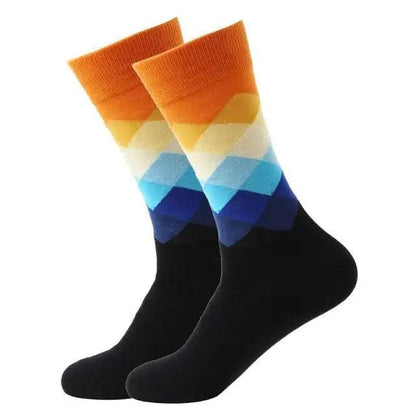 Men Cotton Socks Gradient Color Summer Style Long Wedding Sock Men  Knee High Business Socks Man Socks Men&