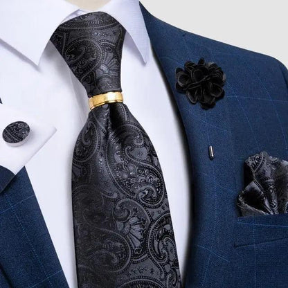 Men Luxury Red Silk Necktie Matching Cufflinks Set For Men Bridegroom Wedding Business Necktie Elegant Design Ideal Gift For Men