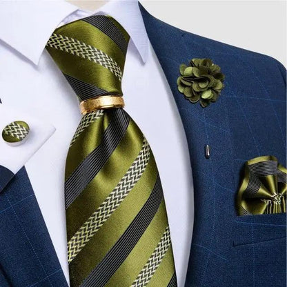 Men Luxury Red Silk Necktie Matching Cufflinks Set For Men Bridegroom Wedding Business Necktie Elegant Design Ideal Gift For Men