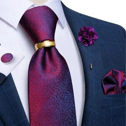 Men Luxury Red Silk Necktie Matching Cufflinks Set For Men Bridegroom Wedding Business Necktie Elegant Design Ideal Gift For Men
