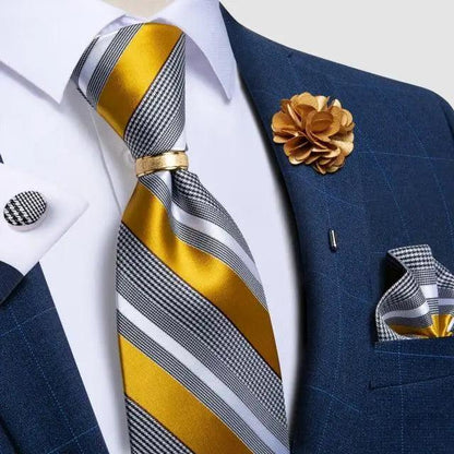 Men Luxury Red Silk Necktie Matching Cufflinks Set For Men Bridegroom Wedding Business Necktie Elegant Design Ideal Gift For Men