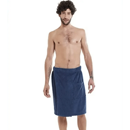 Men Plush Fleece Wrap Spa Gym Bath Wrap Solid Color Classy Design Bathrobes With Pocket Trendy Men&