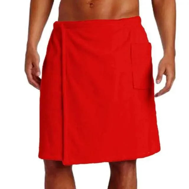 Men Plush Fleece Wrap Spa Gym Bath Wrap Solid Color Classy Design Bathrobes With Pocket Trendy Men&